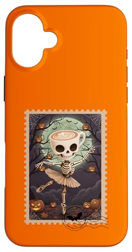 バレリーナ ハロウィン カプチーナ 郵便切手 スマホケース iPhone 16 Plus 用