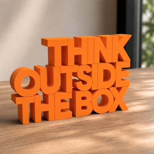 Image of Mad Masters Think Outside The Box Motivational Desk Decor - Aesthetic Table, Shelf & Wall Showpiece for Home Office, Business, Vastu Friendly Gifting, Burnt Orange (20.3 x 12.3 x 2.5 cm)