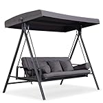 PURPLE LEAF Hollywoodschaukel 3-Sitzer mit Liegefunktion Grau