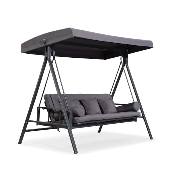 PURPLE LEAF Hollywoodschaukel 3-Sitzer mit Liegefunktion Grau