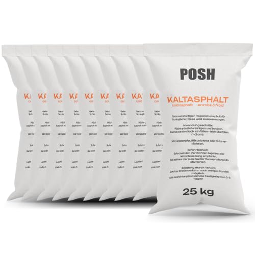 Asfalto en frío, 10 x 25 kg, reparación, betún, asfalto, asfalto, mezcla en frío, 0-8 mm (250 kg)