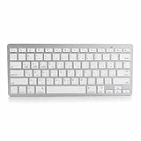 Portable et léger : alimenté par 2 piles AAA (non incluses), le clavier compact mesure 28,5 x 12 x 2 cm, ce qui le rend facile à transporter et à utiliser en déplacement. La disposition QWERTY est compatible avec les appareils iOS, Android, Windows, SmartTV, OS X et BT.