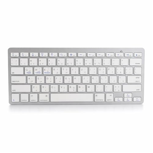 Dwujęzyczna Klawiatura, Bezprzewodowa Klawiatura Bluetooth, Kompaktowa Klawiatura do Wielu urządzeń dla IOS, Android, Windows, Zasilanie Bateryjne, Układ QWERTY (arabski)