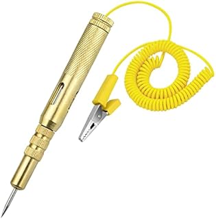 Car Circuit Tester, 6V 12V 24V Auto Car Vehicle Circuit Tester Voltage Test Light Automotive Test Light Long Probe Test Pen with Vise Clip Indicator Light for Low Voltage Systems (Golden)