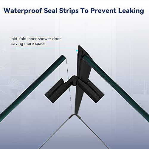 Elegant Bifold Frameless Glass Shower Door 36 In.w X 72 In.h Pivot Swing Shower Doors With 1/4 In. Clear Tempered Shower Glass Panel In Matte Black Semi-Frameless Glass Shower Door #TOP7