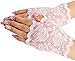 Tvoip 1 Pair Womens Sun Protection Driving Half Finger Gloves Charming Sexy Lady Girl Lace Party Costume Fingerless Gloves (Pink)
