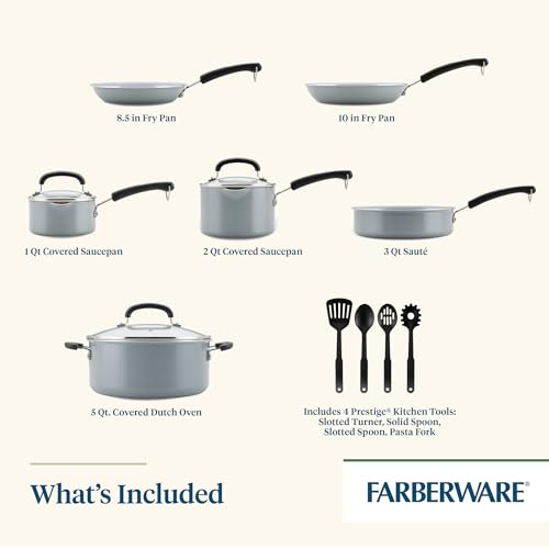 Farberware EcoAdvantage Ceramic Nonstick Cookware/Pots and Pans Set, 13 Piece - Gray - image 4