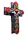 Casa Fiesta Designs Handmade Mexican Tin Cross Wall Decor – Sacred Heart Milagro Folk Art – Handcrafted in Mexico Embossed Metal Religious Wall Hanging (Medium)