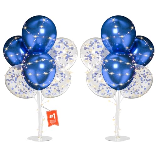 MYZSBRDM 2Set Blue Balloons Stand,Balloons Stands for Table,Blue Balloons Centerpieces
