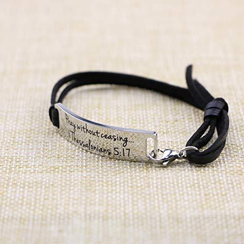 Yiyang Religious Bracelets for Women Inspirational Christian Gifts for Her Christmas Personalized Scripture Birthday Leather Strap Bangle3