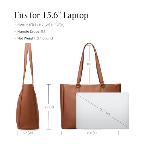 Image of befen Genuine Leather Tote Bag for Women Work, Womens Laptop Purse Bags Shoulder Satchel Handbags with 15.6 inch Compartment