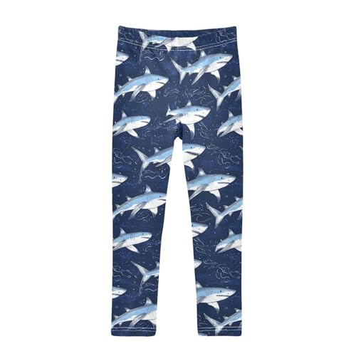 Girls Leggings Shark Ocean Wave Soft Toddler Leggings for Girls Kids Pants Size 4T-10T