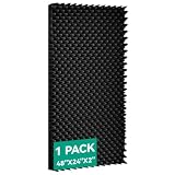 Geynnple 1 Pcs Sound Proof Foam Panels |48'×24'×2' Quick-Recovery Soundproof Wall Panels | High Density Sound Dampening Panels for Home Studio,(Black)