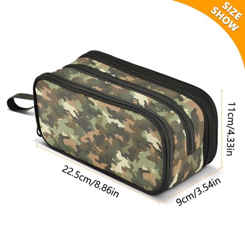 Image of Wfrish Camouflage Pencil Case Pencil Pouch Big Capacity 3 Compartments Back to School Supplies for Teen Girl Boy Pouch Pen Bag Large Storage Organizer with Handle for Men Women