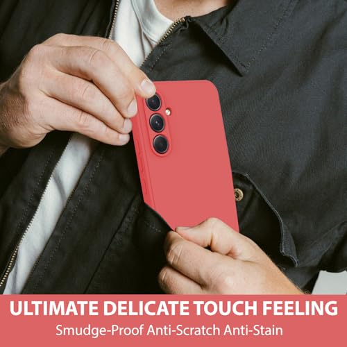 Image of LIRAMARK Liquid Silicone Soft Back Cover Case for Samsung Galaxy S26 5G| Soft Micro-Fibre Lining Inside | Camera Protection Bump (Red)