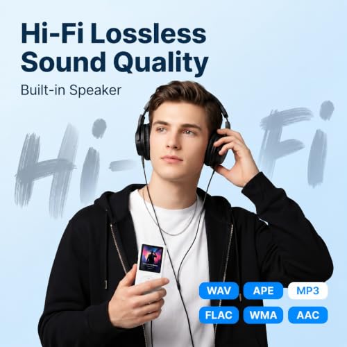 Image of TMY 128GB Mini MP3 Music Player with Bluetooth 5.4 & Voice Control Earphones, Video Playback,Pocket-Sized MP3 Player for Music,Voice Recording,FM Radio (TMYP29)