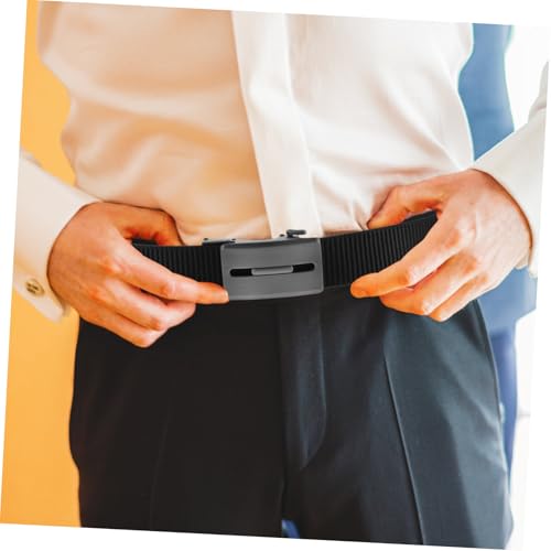 Men's Adjustable Automatic Ratchet Belt Reversible Nylon Dress Waist Belt for Casual and Outdoor Use No Hole Design Black2