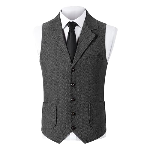 Mens Vintage Vest Classic Tweed Suit Suit Vests Wedding Party V Neck Casual Sleeveless Jacket Waistcoat