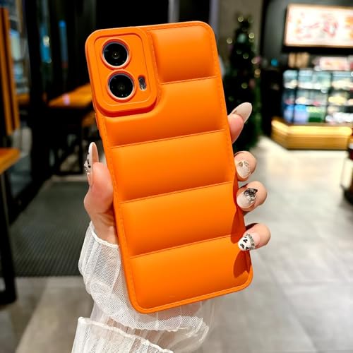 Case for Moto Edge 2023,Luxury Down Pure Jacket Soft Unzip Sofa Silicone Puffer Touch Cloth Portection Shockproof Girls Women Phone Case for Motorola Moto Edge 40 5G/Moto Edge 2023 (Orange)