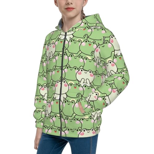Cute Frogs Kid Hoodies Boys Zip Up Sweatshirts Girls Pullover with Pocket