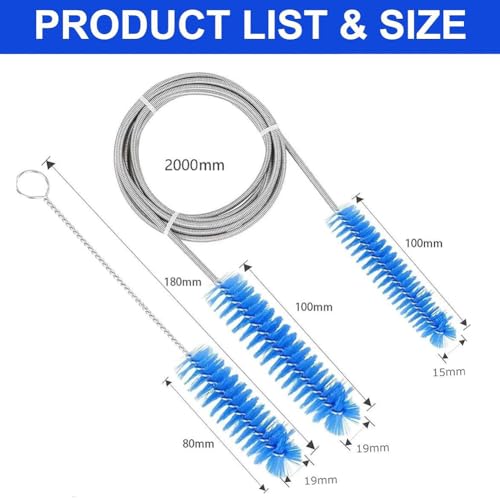 Image of CPAP Tube Cleaning Kit - 6.5Ft Flexible Stainless Steel Brush + 15 /19mm Spiral Head Compatible with CPAP Tubing 2-in-1 Cleaning Tool Set