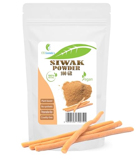 Siwak (Miswak) Polvo, salvarado persica, 100% solo polvo Miswak (siwak) - Cuidado dental | Pasta dental natural | Blanqueamiento dental | Cuidado bucal - 100 gr