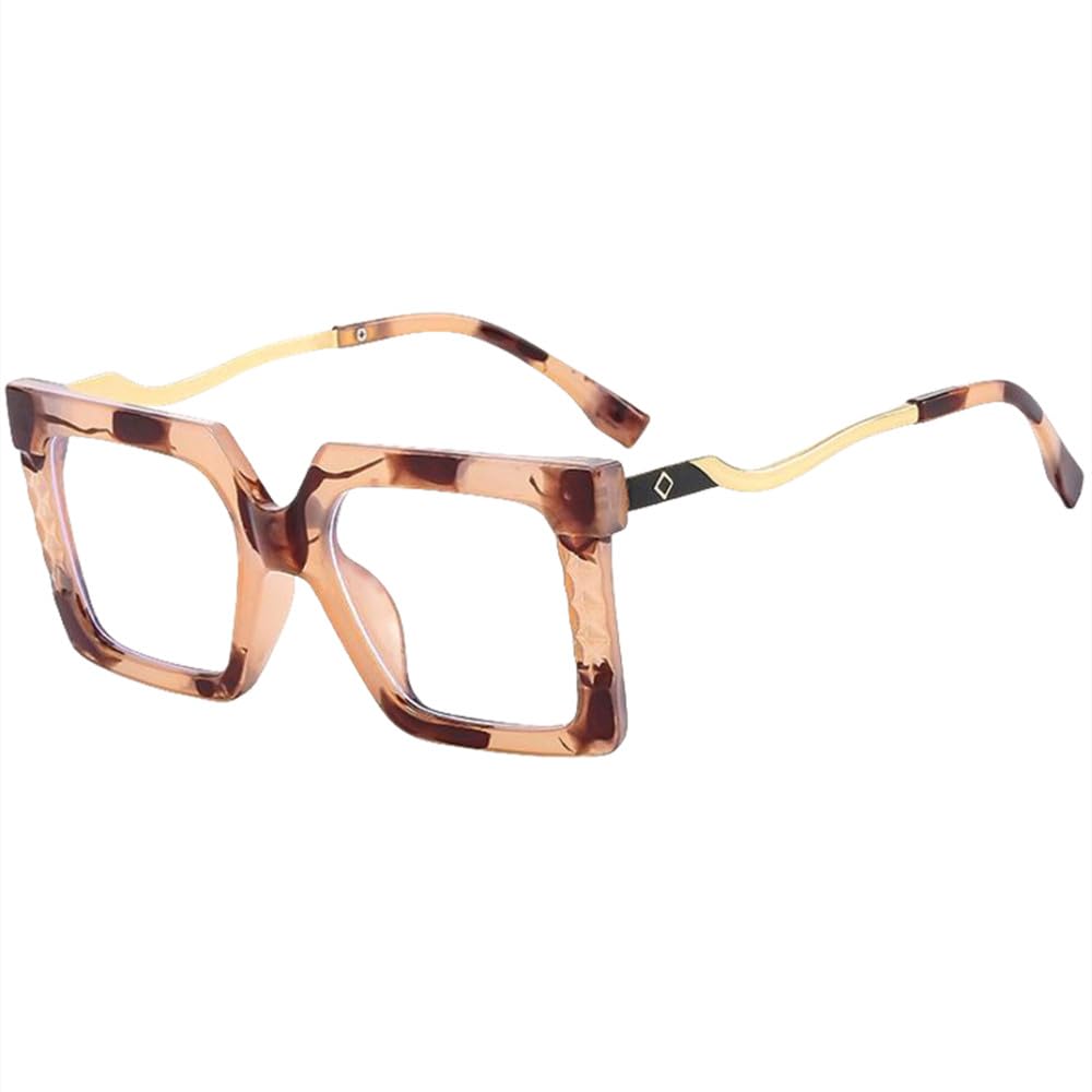 Lunettes de vue ambre oversize carrées au design géométrique