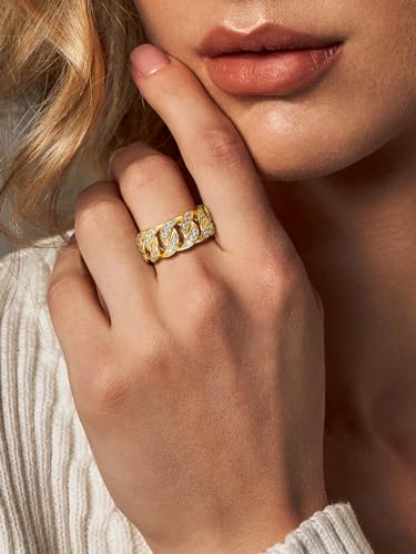 Richsteel Eternity Rings for Women Engagement Band Ring for Friend Cubic Zirconia Diamond Gold/Black Plated Copper Anniversary Rings Size 7 To 142