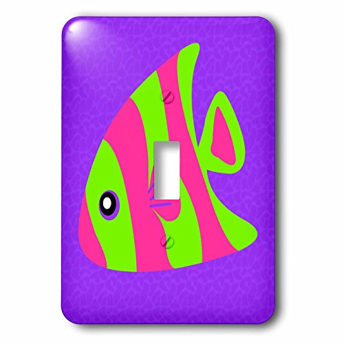 Interrupteur simple poissons tropicaux vert rose bouton commande electrique mural - 2