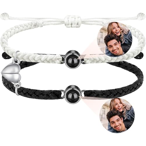 Easycosy Bracciale con Foto Personalizzata, Braccialetto con Foto Proiettata Dentro,