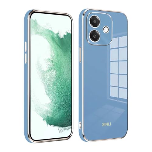 Custodia per Oppo A40 4G A40m Oppo A60 5G - Cover flessibile in morbido antiurto a prova di caduta con bordi elettrolitici e finitura lucida - silicone blu