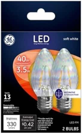 GE Lighting 258470 330 Lumen Flame Shape LED Chandelier Light Bulbs Clear Soft White - 3.5W ...