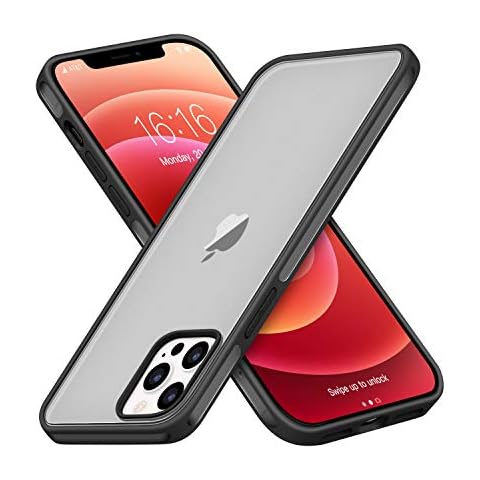 GOODVISH Military Grade Frosted Case Compatible with iPhone 12/iPhone 12 Pro Ultra Thin Case Shockproof Bumper Protective Translucent Hard Back with Soft TPU Mix Hard PC Case Cover(Black) Cover