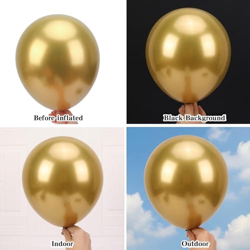 Image of RUBFAC Metallic Gold Balloons 65pcs, 12 Inch Party Balloon with Ribbons for Birthday, Wedding, Baby Shower, Graduation Decorations