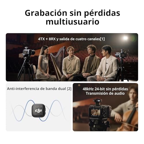DJI Mic 3 (2 TX + 1 RX + Estuche de Carga), Micrófono Inalámbrico para iPhone/Cámara/Android, Ultraligero, Control de Ganancia Adaptativo para Volumen Equilibrado, Doble Banda Antiinterferencia, 28 - Image 3