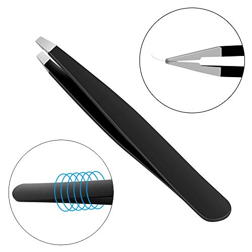 image for MMYLU Professional Tweezers Set 4 Pack, Slant Tweezers, Point Tweezers