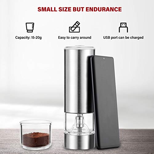 Moongiantgo Kaffeemühle Elektrisch Tragbar & Kompakt mit 5 Präzisen Stufen Einstellbar Keramischer Konischer Grat… – Bild 4