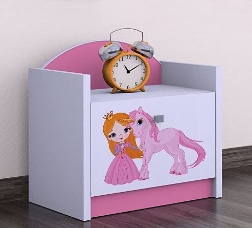 HappyBabies BDW Nachttisch/viele Farben - EIN einfacher Nachttisch, der für jedes Bett und Schlafzimmer geeignet ist/Kinderzimmer/Kinderbett/VIELE Motiv - 40 x 44 x 34 cm (B/H/T)