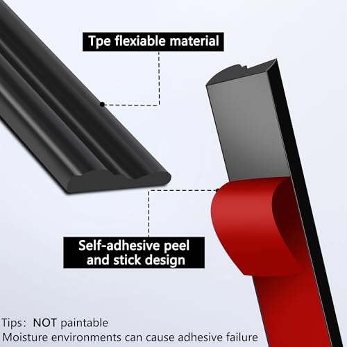 moonoom 20 Ft x 1.6'' Wall Decoration Molding Trim, Black Self-Adhesive 3D Chair Rail Panel Molding, Flexible DIY Wall Trim for Mirror, Window Frame and Home Decoration by moonoom - Image 3
