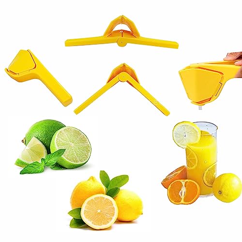 Lemon Juicer Hand, Easy Squeeze Manual Lemon Squeezer, Citrus Juicer That Folds Flat For Space-Saving Storage, Lemon Juicer Squeezer With Sideways Pivot To Increase Leverage + Reduce Effort Needed (Lemon Yellow) #TOP1