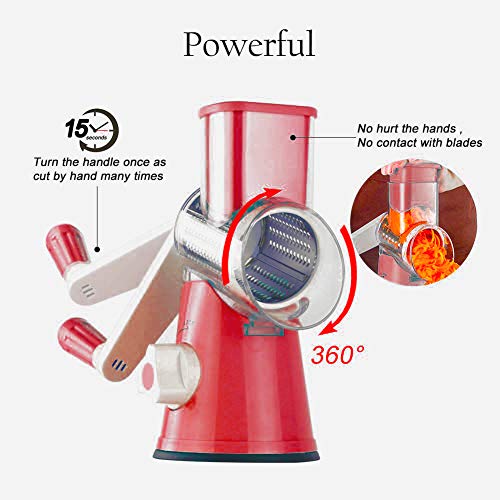 Manual Rotary Cheese Slicer Parmesan Cheese Grater For Food Vegetable Potato Carrot Nuts Grind With Cleaning Brush(Red) #TOP6