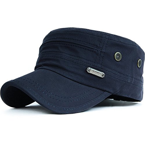 Kuyou - Gorra de béisbol unisex, estilo militar vintage, plana, de algodón 001Azul Talla única