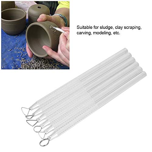 Uxsiya 6Pcs/Set Aluminium Alloy Engraving Carving Scraper Clay Pottery Sculpting Tool Set Sculpting Accessories Compact Structure for Sludge Clay Scraping Embossing - Image 4
