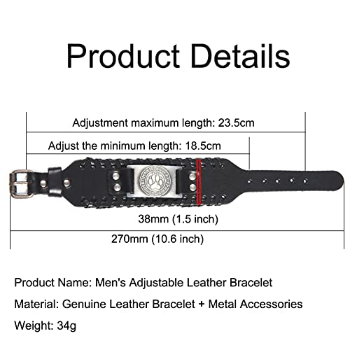 Bracelet ajustement parfait cuir véritable homme résistant style viking talisman - 3