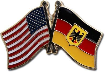 USA and Germany (Eagle) Flag Die-struck Metal Friendship Lapel Pin with Butterfly Clasp, Approximate Size .5" x 1" - Image 2