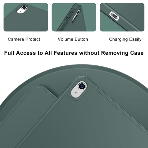Image of ToaPoia Case for iPad (A16) 11 Inch 2025 /iPad 10th Generation 10.9 Inch 2022, Slim Trifold Stand Protective Cover with Pencil Holder and Soft TPU Back,Support Auto Sleep /Wake (Midnight Green)