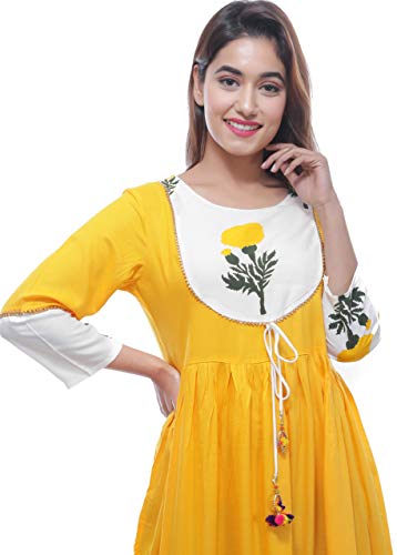 Image of Women's Rayon Anarkali Kurti with Banarasi Dupatta Set