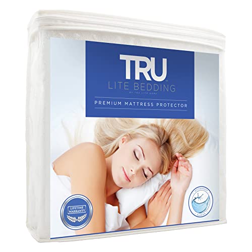 TRU Lite Bedding Wodoodporny podwójny ochraniacz na materac - bezpieczny i czysty pokrowiec na materac - wysokiej jakości bawełniany ochraniacz na łóżko frotte - chroni przed brudem, plamami, zapachami