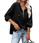 REVETRO Womens V Neck Long Sleeve Henley Shirts Button Down Sweatshirts Hoodies Tunic Tops with D...