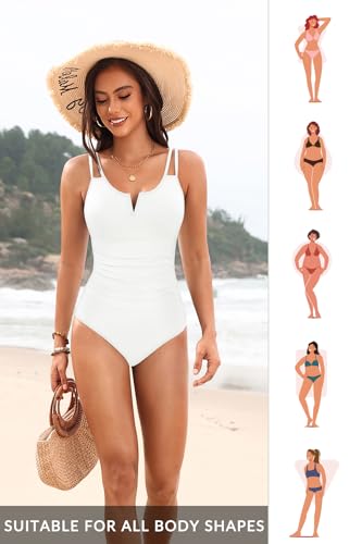 Image of Yonique Womens One Piece Swimsuit Tummy Control - Slimming Bathing Suit V Wired Full Coverage 2026 Swimwear